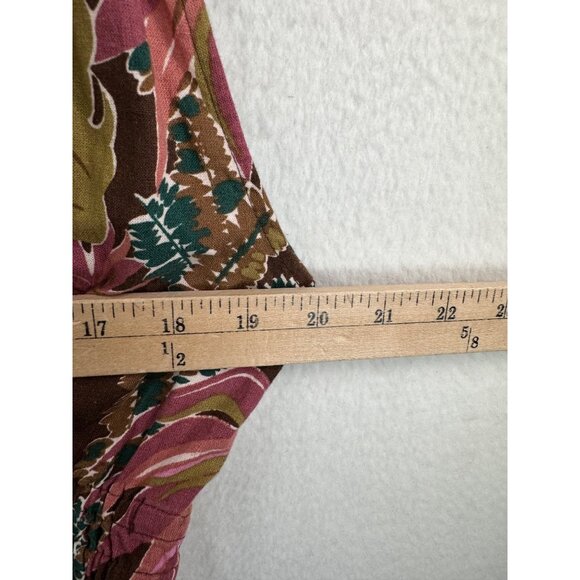 Madewell Shirred Cap-Sleeve Top in Brushstroke Monstera linen floral sz‎ XL - Picture 5 of 8